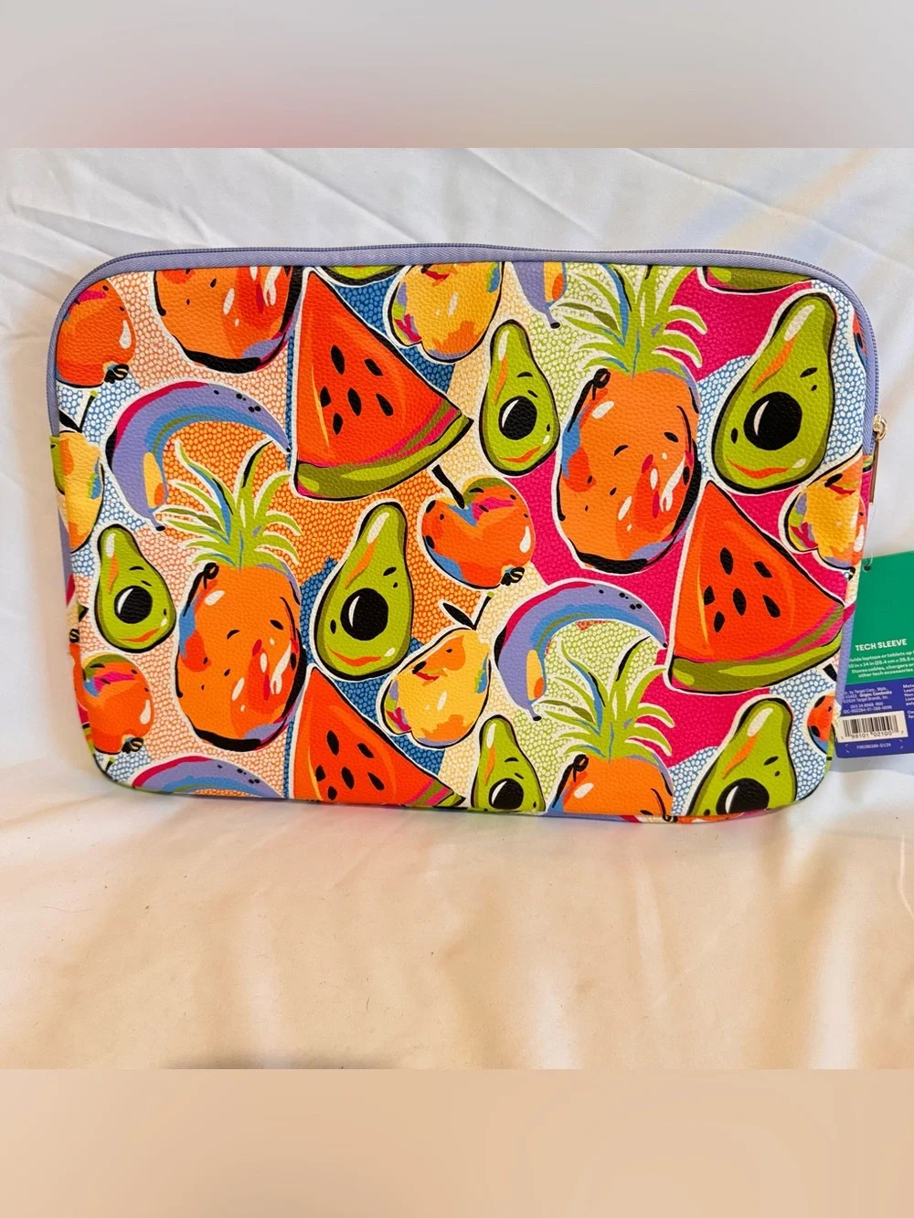 NWT Tabitha Brown 15” Tech Sleeve Fruit Print Laptop/Tablet Fun Colorful